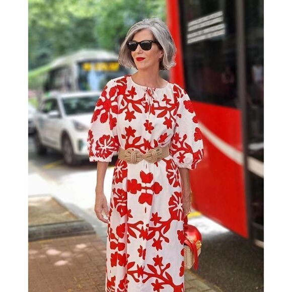 H&M Linen Blend Dress Print New - Picture 7 of 9